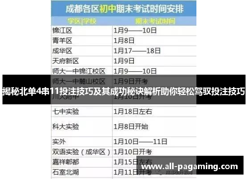 揭秘北单4串11投注技巧及其成功秘诀解析助你轻松驾驭投注技巧