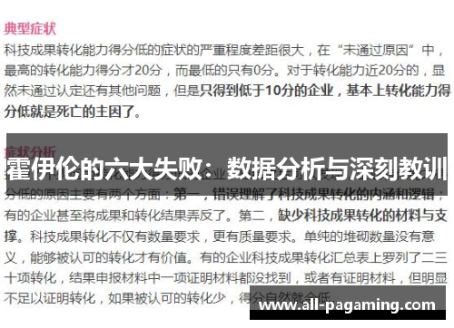 霍伊伦的六大失败：数据分析与深刻教训